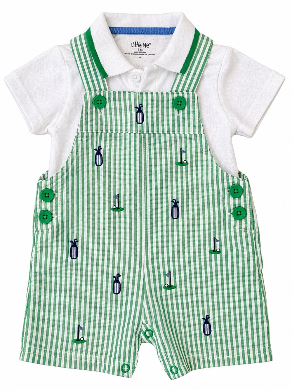 Little Me Baby Boy Golf Overalls & Polo Set 6 Months